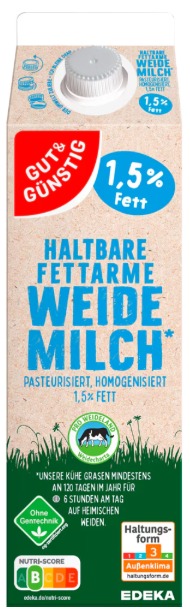 Fettarme H-Weidemilch 1,5% Fett 